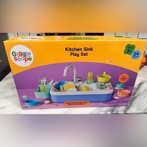 Gigglescape Kitchen Sink Play Set 24pc Kids Pretend Play Running Water NEW